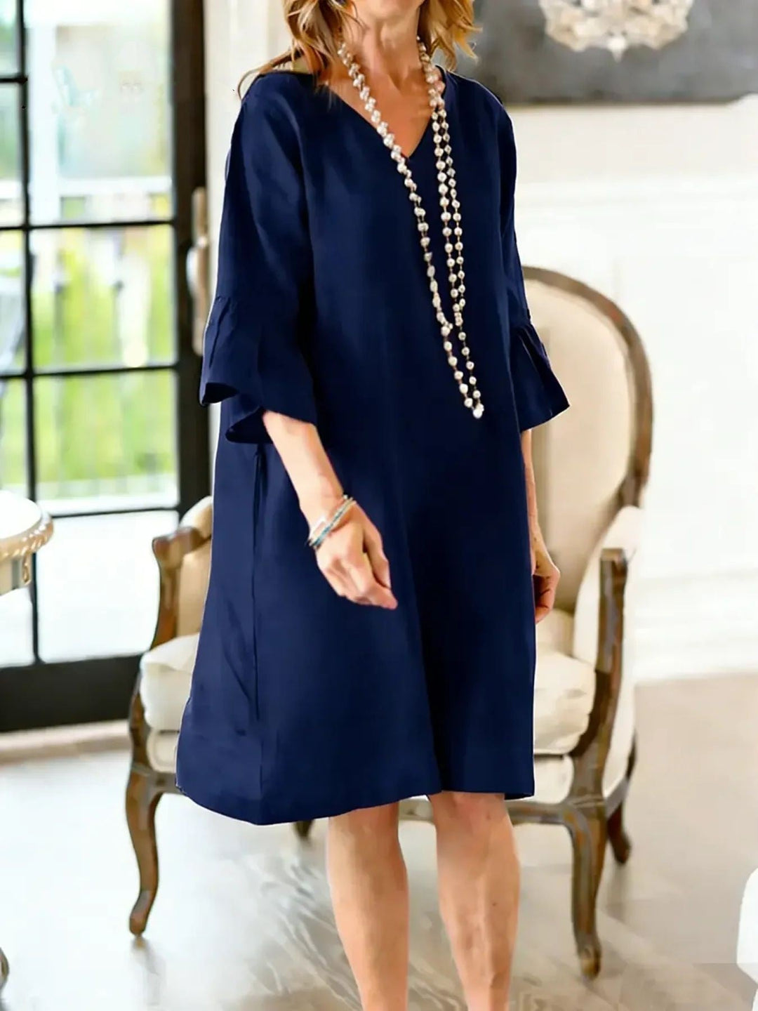 Damen Freizeitkleid Mit Rüschen – Hüftlang Lockeres Sommer Outfit