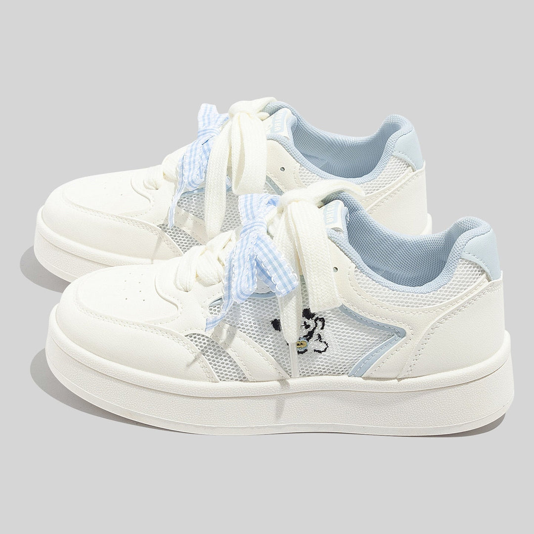 Damen Atmungsaktive Weiße Mesh Sneaker Mit Schnürung