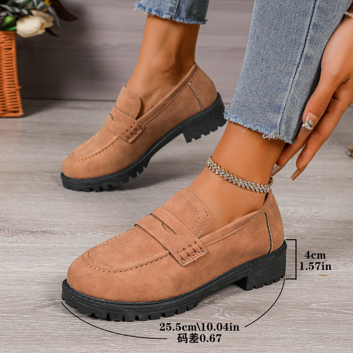 Damen Rote Wildleder Chunky Plattform Penny Loafer Mit Profilsohle