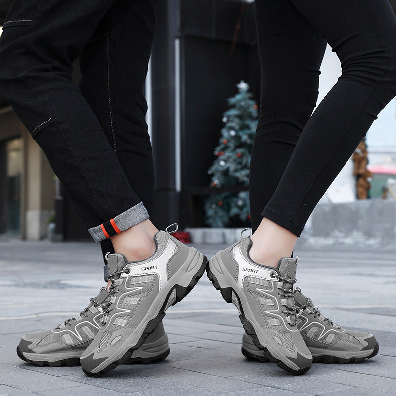 Damen Graue Rutschfeste Sneaker Mit Schnürung Und Komfortpassform