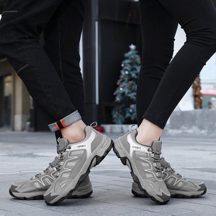 Damen Graue Rutschfeste Sneaker Mit Schnürung Und Komfortpassform