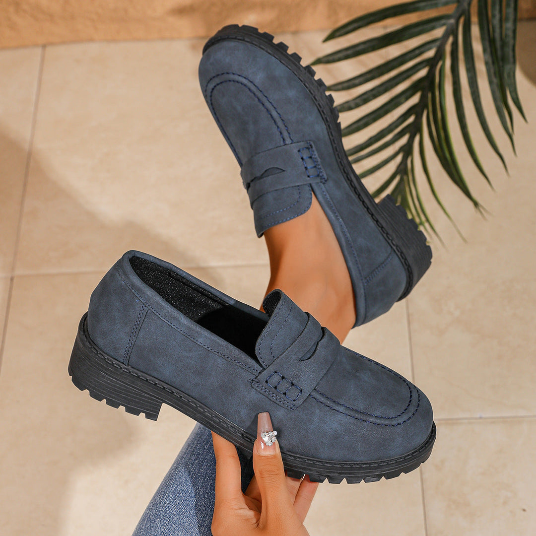 Damen Rote Wildleder Chunky Plattform Penny Loafer Mit Profilsohle