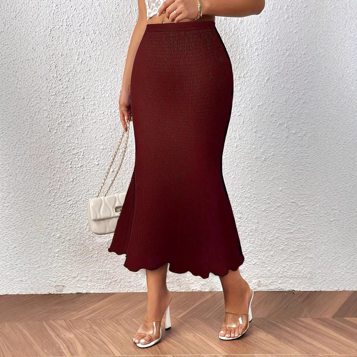 Damen Hochgeschnittener Bleistiftrock – Wellenkante Elegante Passform