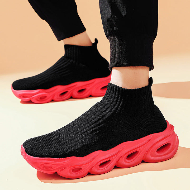 Damen Sock Sneaker Mit Knöchelhöhe Und Weißer Sohle Leicht