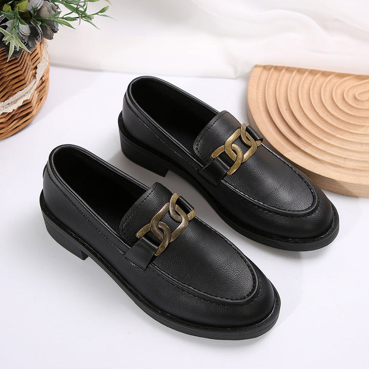 Damen Elegante Mokassins Mit Kettendetail – Stilvolle Komfort Loafer