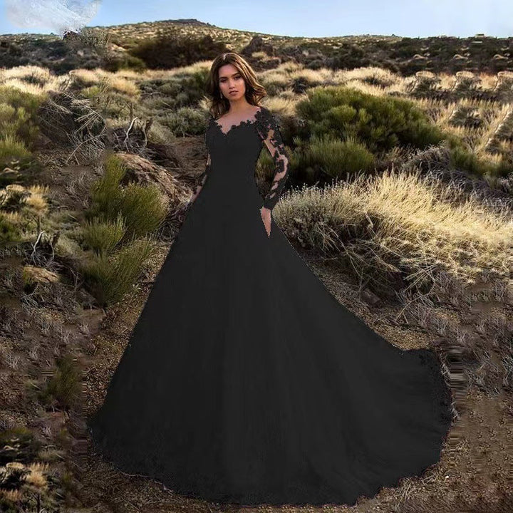 Damen Elegantes Spitzenbesetztes Hochzeitskleid Mit Voluminösem Rock – Prinzessin Brautkleid