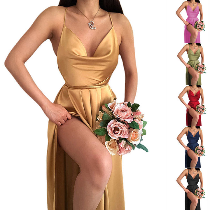 Brautkleid mit V-Ausschnitt für Damen – Elegantes, fließendes Kleid für festliche Anlässe