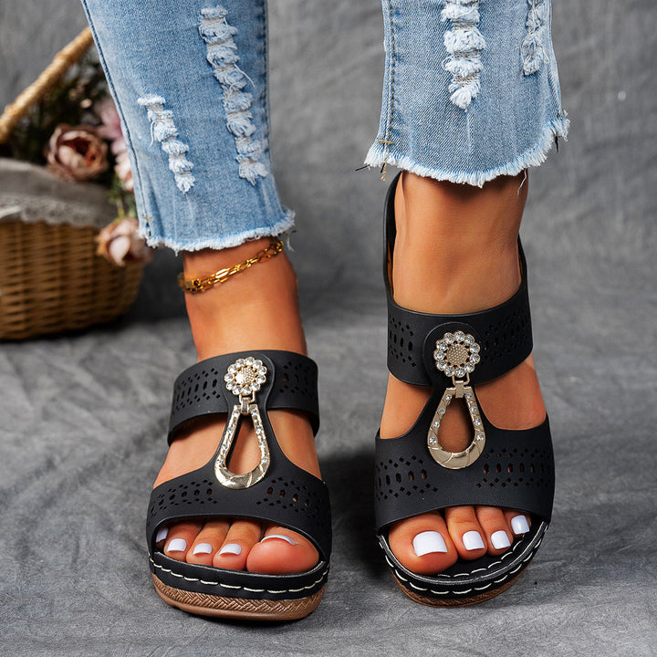 Damen Elegante Plateau Sandalen – Funkelnde Riemen Komfort Schuhe