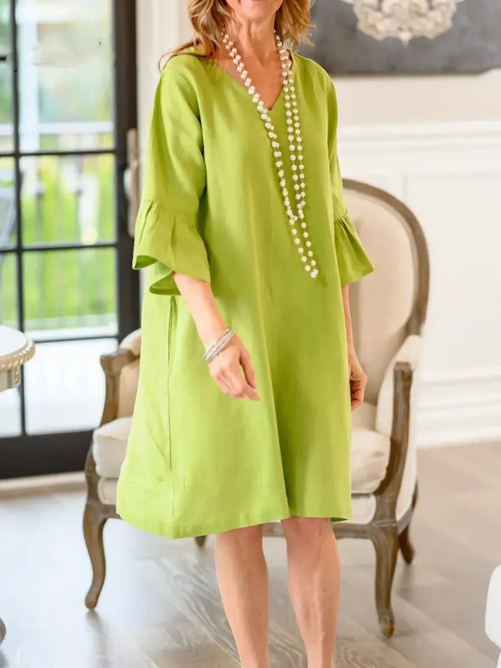 Damen Freizeitkleid Mit Rüschen – Hüftlang Lockeres Sommer Outfit