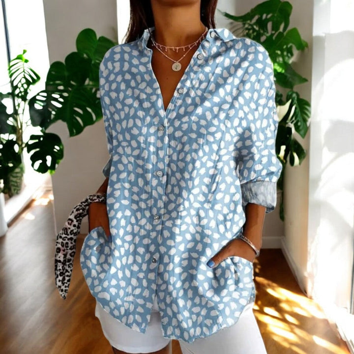 Damen Geblümte Bluse Mit Knopfleiste