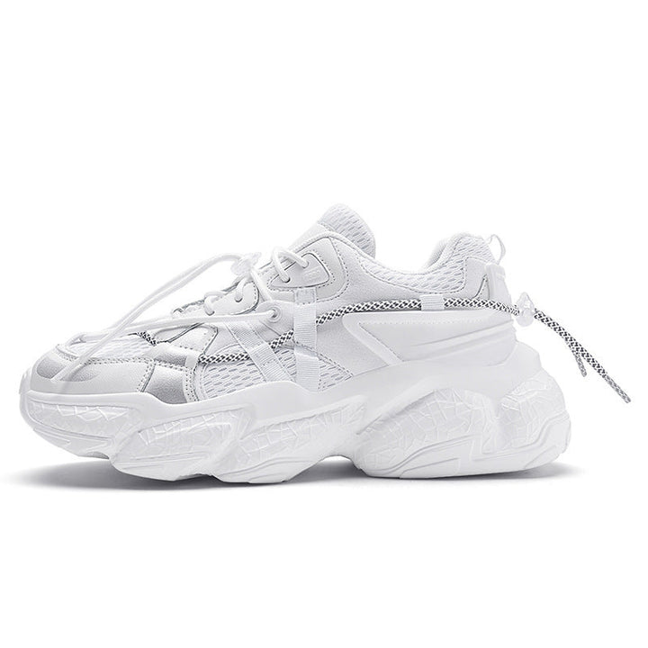 Damen Schwarze Rutschfeste Plateau Sneaker Mit Schnürung