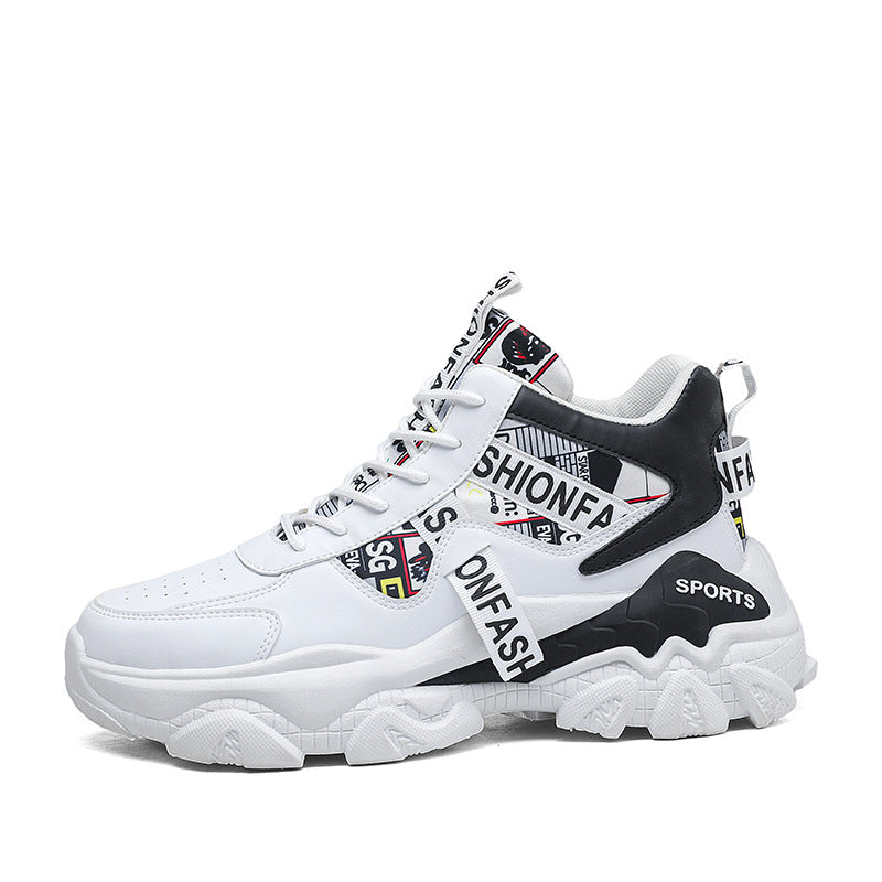 Damen Trendige Plateau Sneaker Mit Buchstaben Print Und Schnürung