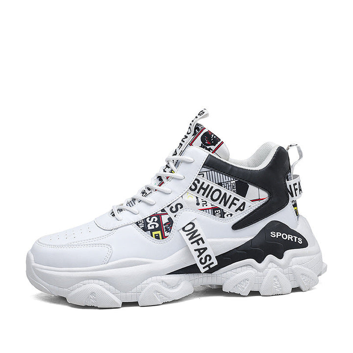 Damen Trendige Plateau Sneaker Mit Buchstaben Print Und Schnürung