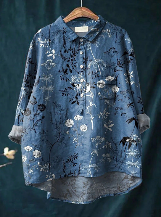 Damenbluse Mit Floralem Langarmdesign