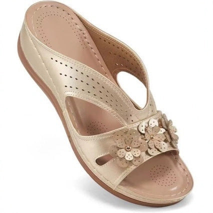 Damen Bequeme Fußbett Sandalen Mit Blumen Design – Orthopädischer Sommerkomfort