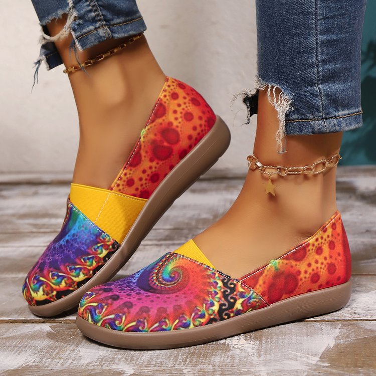 Damen Bunte Slip-On Ballerinas – Elastischer Bund Komfort Schuhe