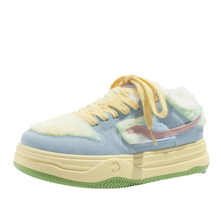 Damen Rosa Plattform Sneaker Mit Fleece-Futter