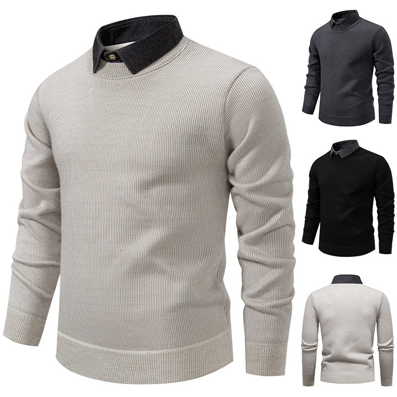 Herren Feinstrickpullover Mit Modernem Kragen – Stilvoller Freizeit Pullover