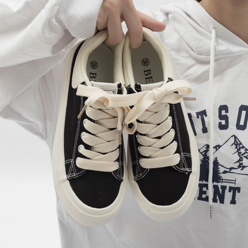 Damen Stilvolle Schnürbare Denim Sneaker Mit Plateausohle