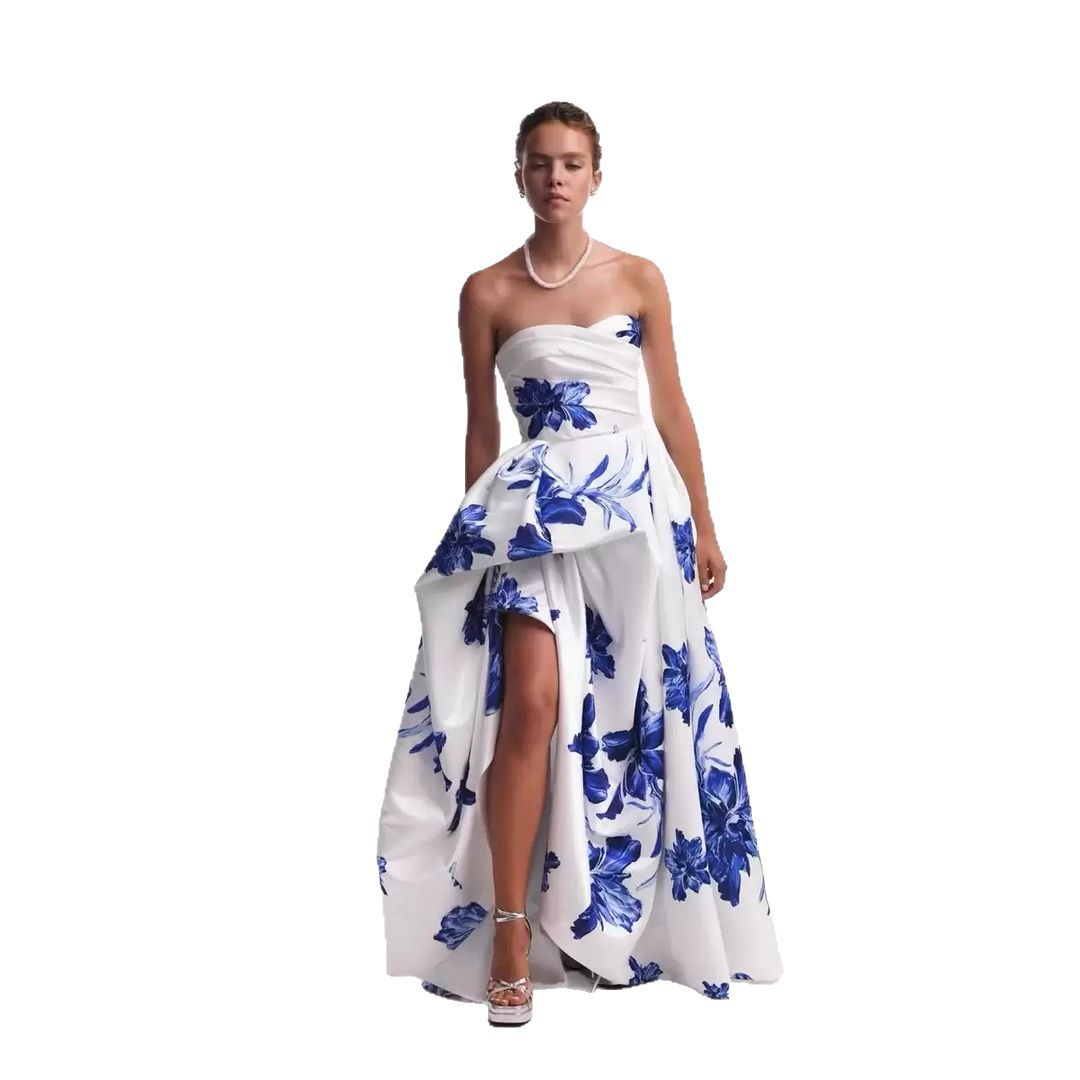 Trägerloses Brautkleid für Damen – Elegantes Brautkleid mit floralen Applikationen