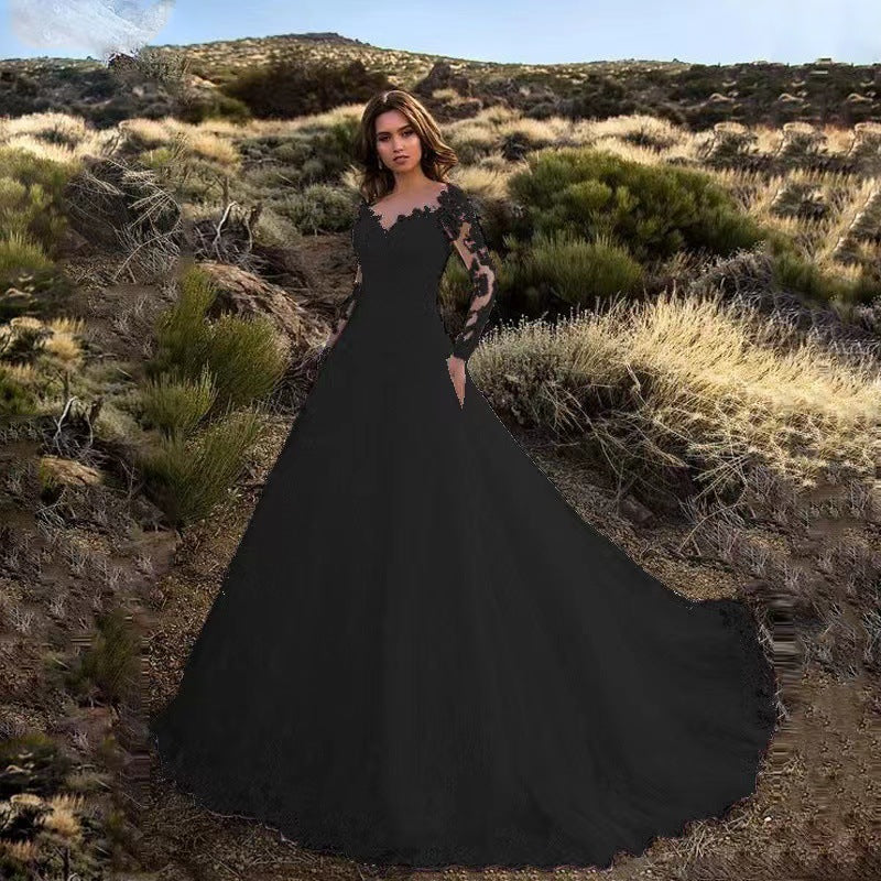 Damen Elegantes Spitzenbesetztes Hochzeitskleid Mit Voluminösem Rock – Prinzessin Brautkleid