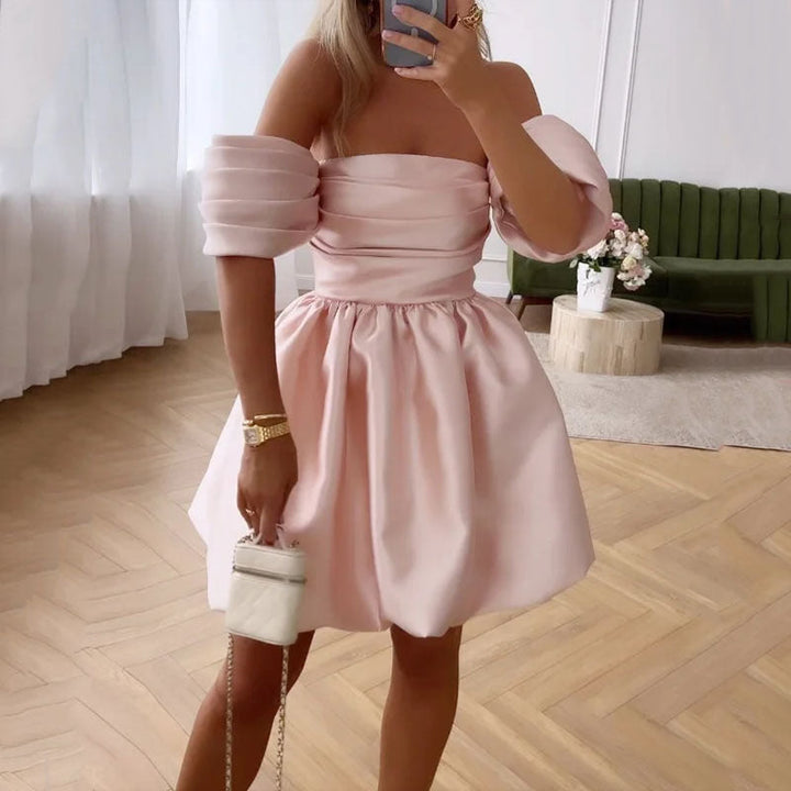 Brautkleid für Damen mit schulterfreiem Ausschnitt – Puffärmel, voluminöser Rock