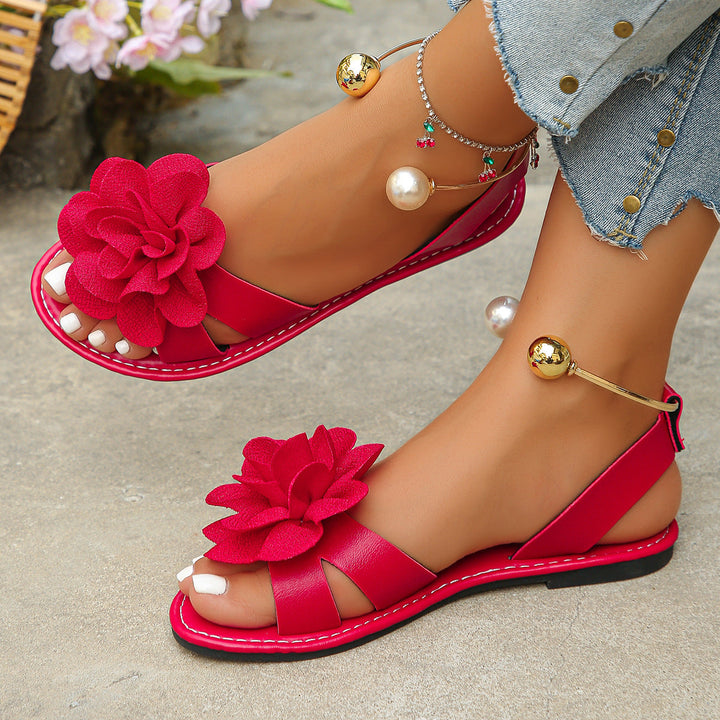 Damen Elegante Sandalen Mit Floralen Applikationen – Stilvolle Sommerschuhe