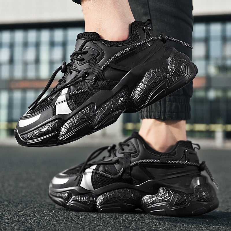 Damen Schwarze Rutschfeste Plateau Sneaker Mit Schnürung