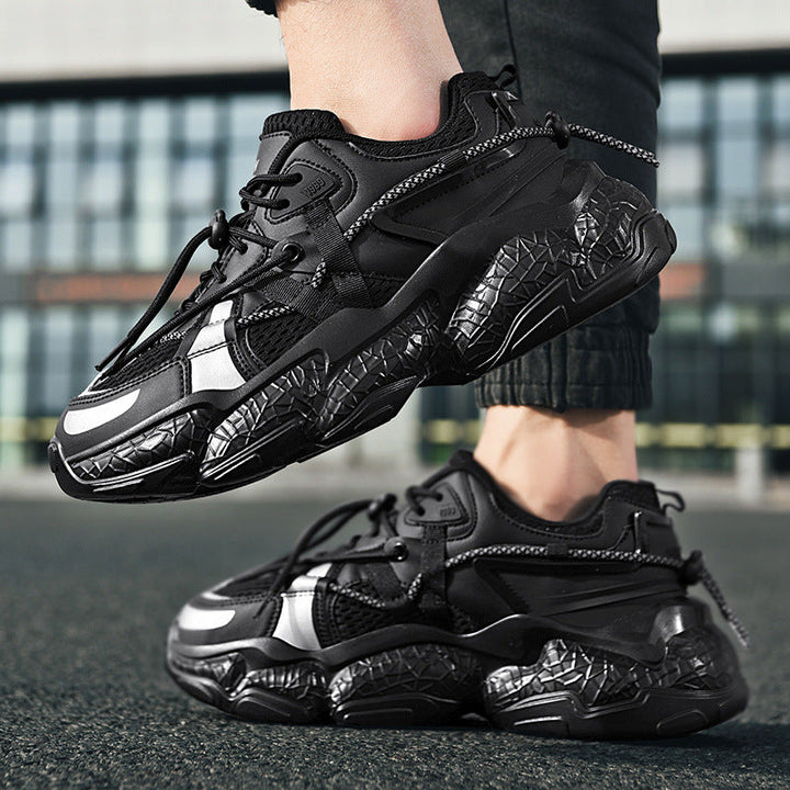 Damen Schwarze Rutschfeste Plateau Sneaker Mit Schnürung