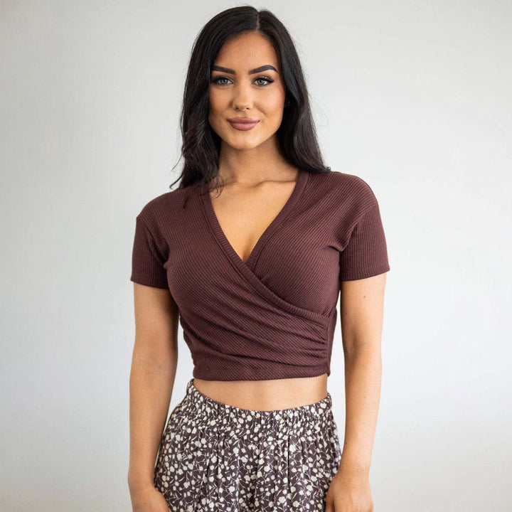 Damen Wickeloberteil Mit V-Ausschnitt Und Langen Ärmeln – Elegante Slim Fit Bluse