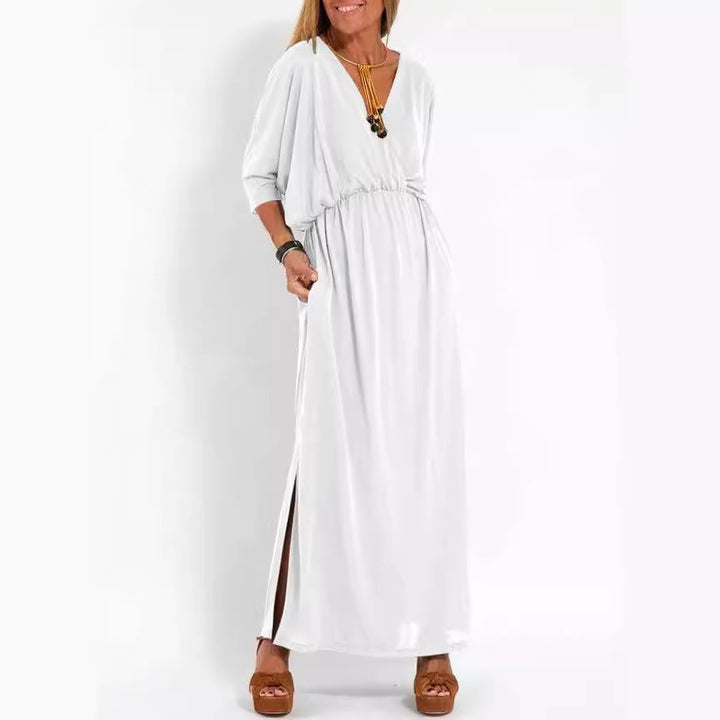 Damen V-Ausschnitt Lunge Kleid