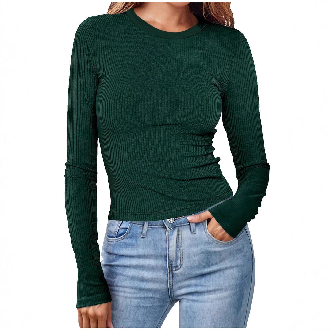 Damen Figurbetontes Langarmshirt Mit Rippstruktur – Schmaler Stretch Fit