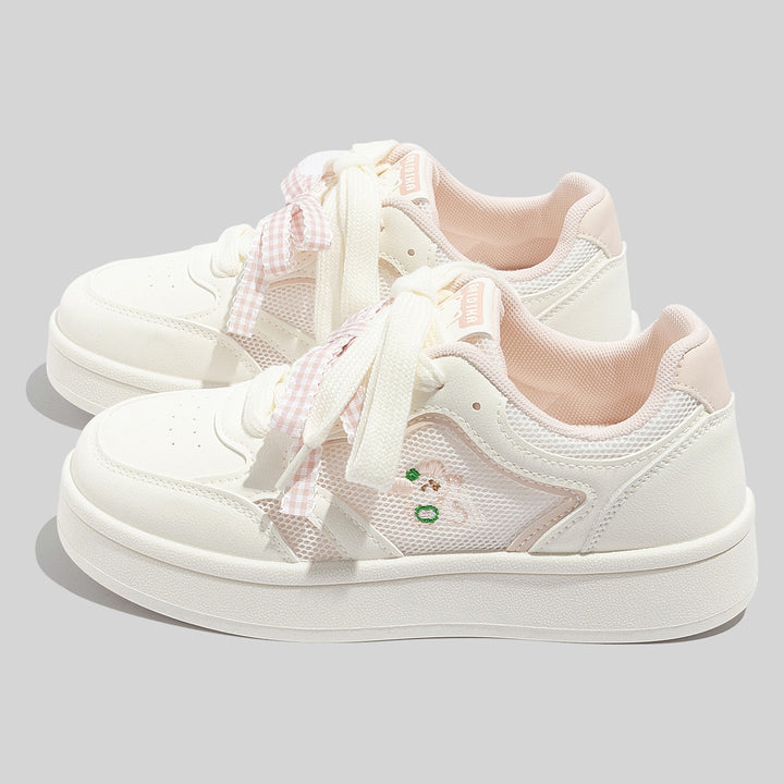 Damen Atmungsaktive Weiße Mesh Sneaker Mit Schnürung