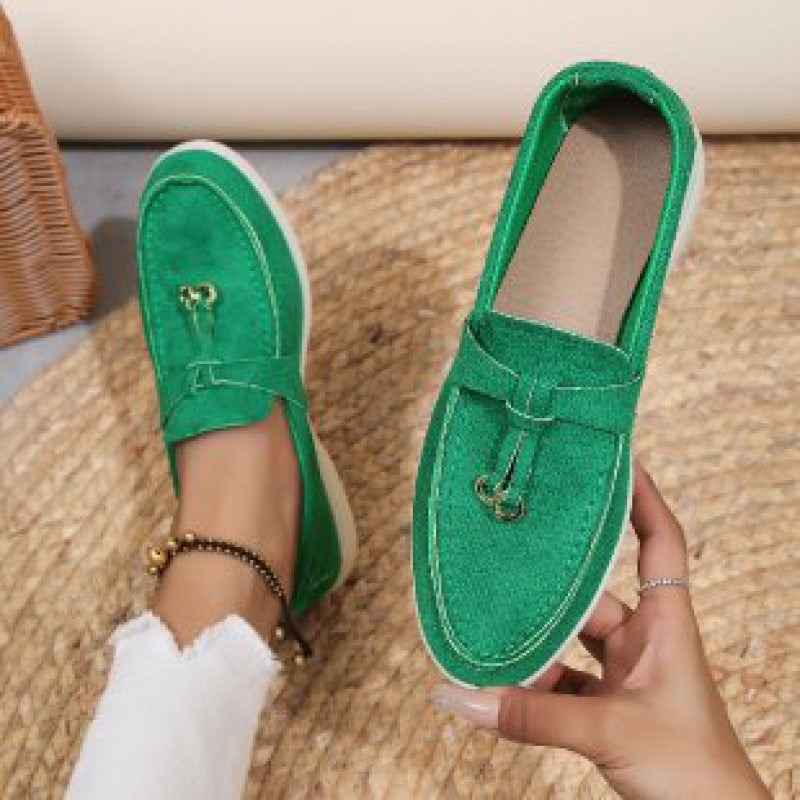 Damen Flache Slip-On Wildleder Loafer – Bequeme Freizeitschuhe