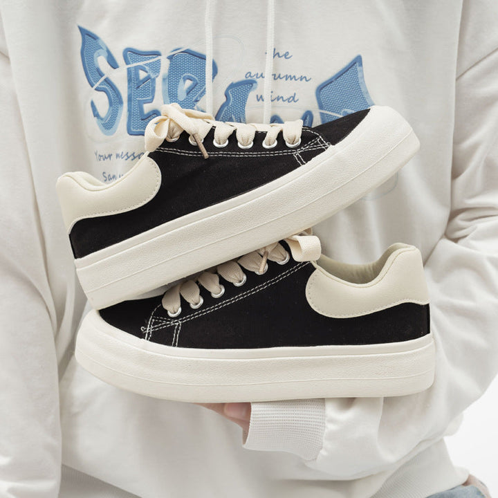 Damen Stilvolle Schnürbare Denim Sneaker Mit Plateausohle
