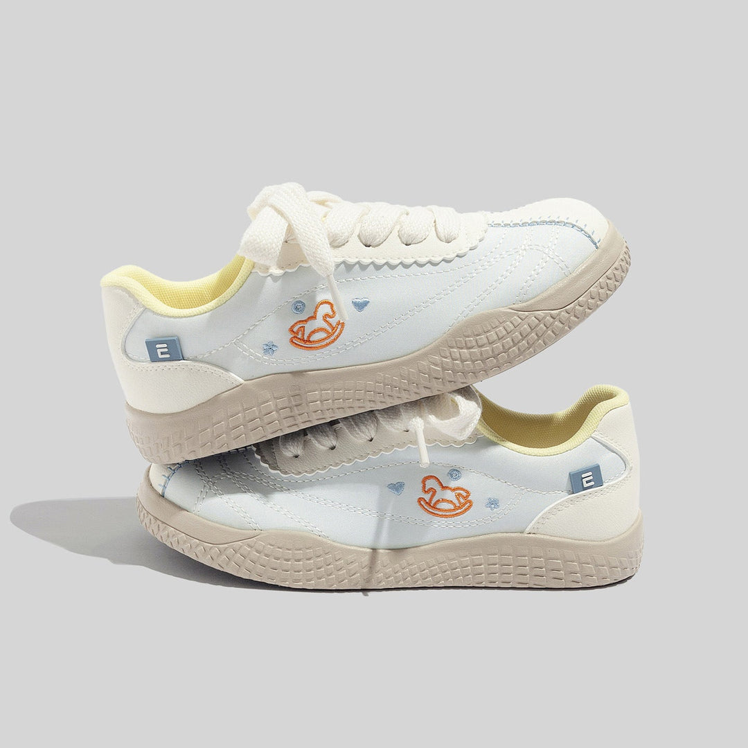 Damen Stilvolle Schnürbare Blaue Ledersneaker
