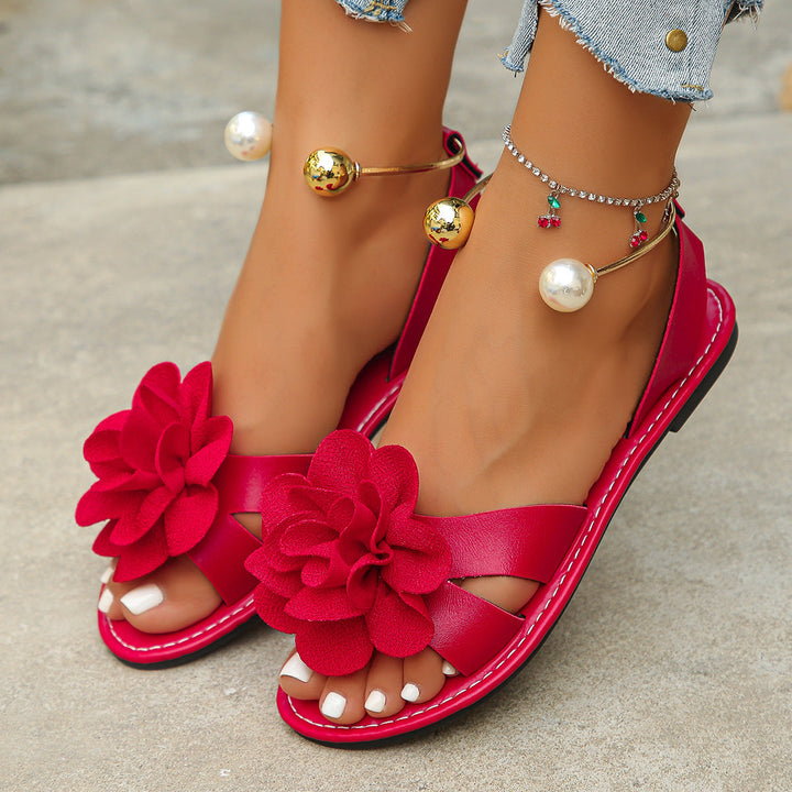 Damen Elegante Sandalen Mit Floralen Applikationen – Stilvolle Sommerschuhe