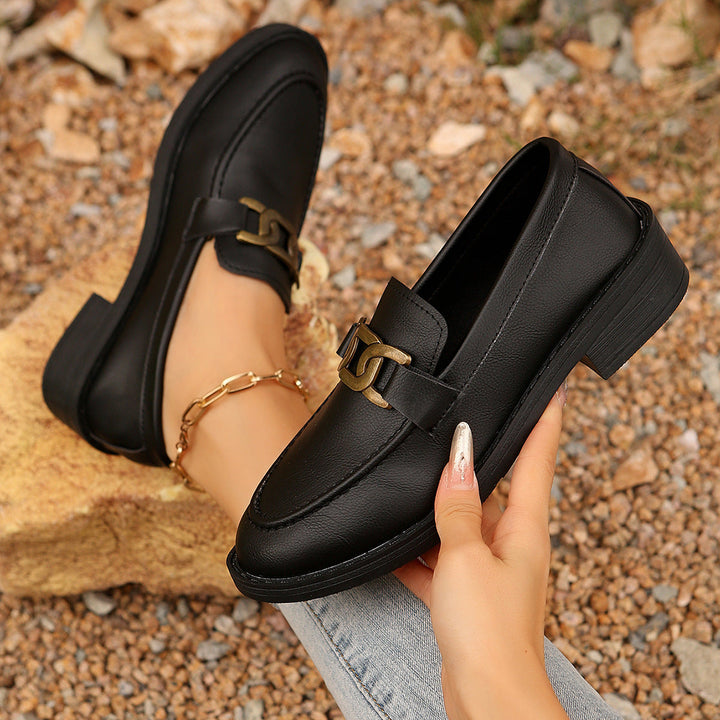 Damen Elegante Mokassins Mit Kettendetail – Stilvolle Komfort Loafer