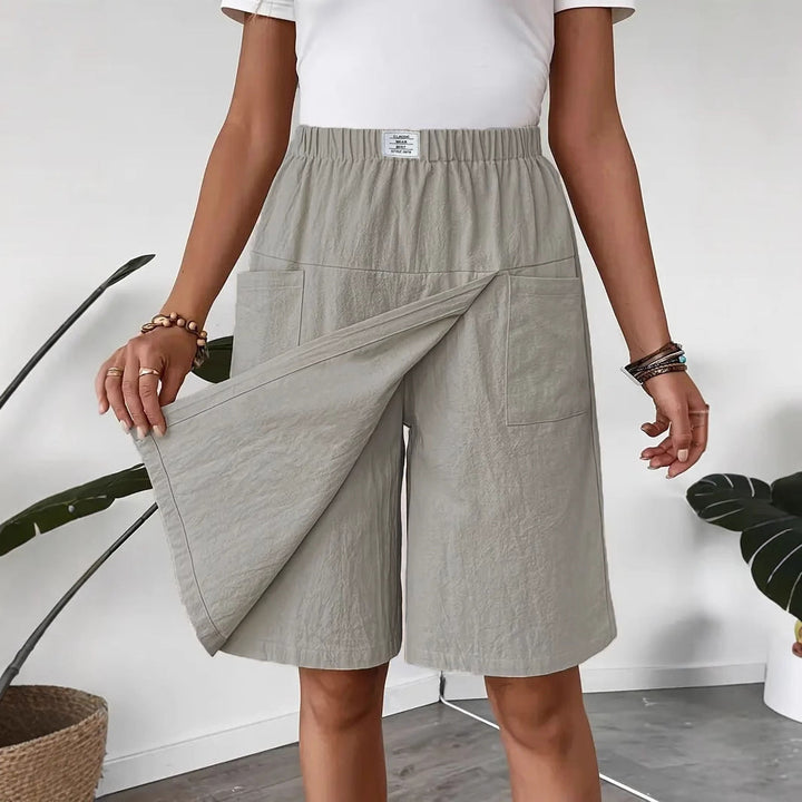 Damen Stilvolle Leinen Shorts Mit Elastischem Bund – Freizeit Sommer Komfort