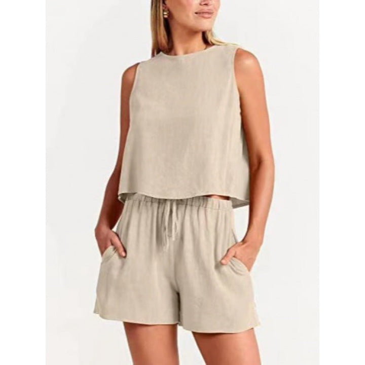 Damen Lässiger Zweiteiler – Leichtes Oberteil Und Shorts Set