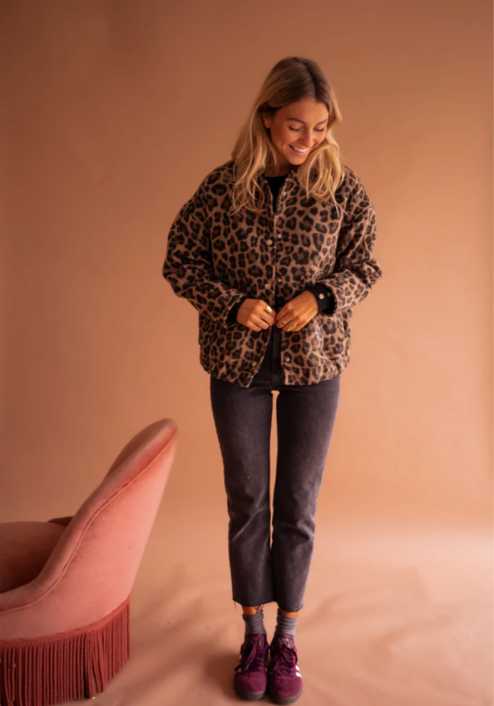 Damen Bomberjacke Mit Leopardenmuster