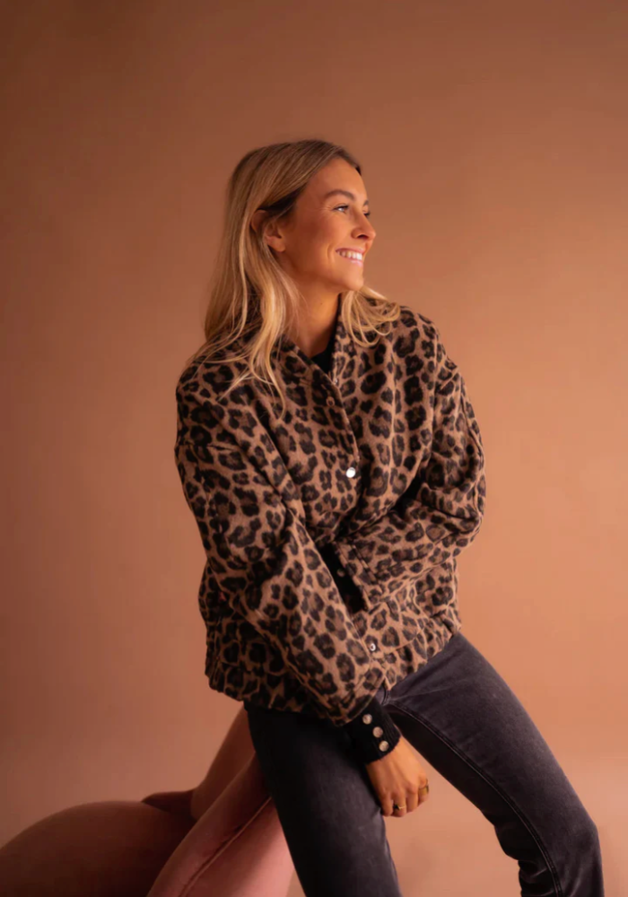 Damen Bomberjacke Mit Leopardenmuster