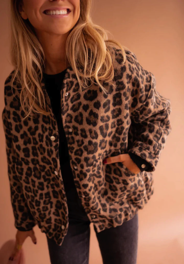 Damen Bomberjacke Mit Leopardenmuster