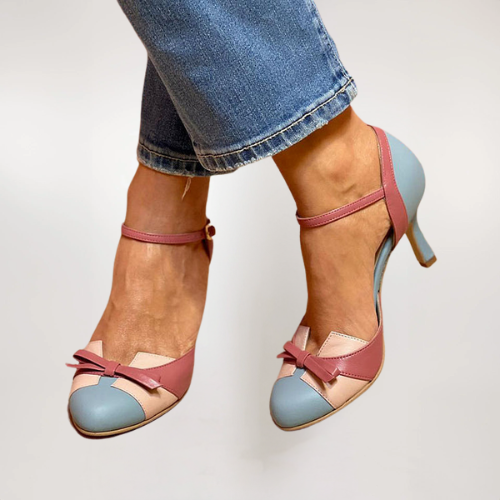 Damen Absatzschuh Aus Mehrfarbigem Leder