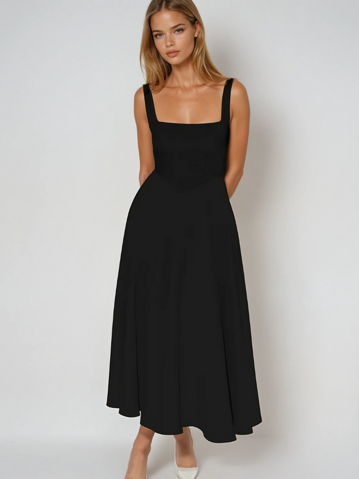 Damen Schwarzes Ärmelloses Kleid