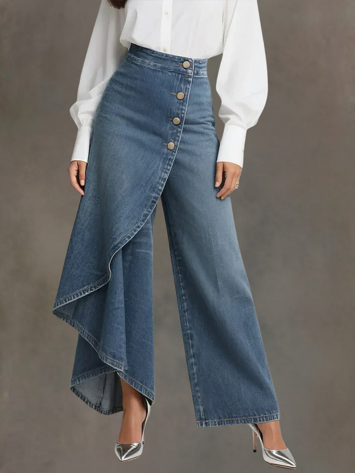 Damen Hochtaillierte Weite Jeans – Lässige Bequeme Denim Hose