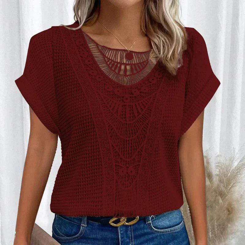 Damenbluse mit Spitze im Ibiza-Stil