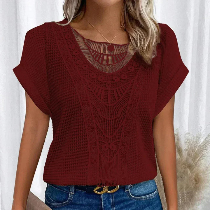 Damenbluse mit Spitze im Ibiza-Stil