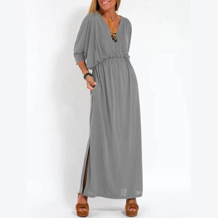 Damen V-Ausschnitt Lunge Kleid