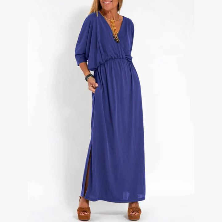Damen V-Ausschnitt Lunge Kleid